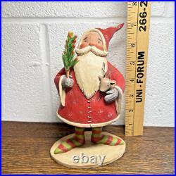 Blossom Bucket Santa Claus Figurine with Reindeer & Christmas Tree 2008 Vintage