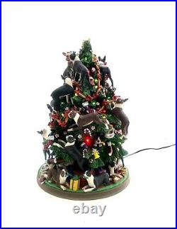 Boston Terrier Dog Christmas Tree Lighted Figurine Vintage Danbury Mint Decor