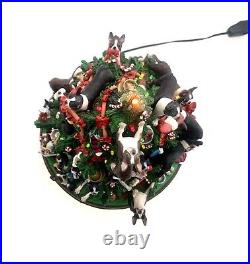 Boston Terrier Dog Christmas Tree Lighted Figurine Vintage Danbury Mint Decor