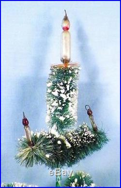 Bottle Brush Christmas Tree Mercury Glass Balls Candles Snow Vintage Japan