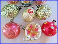 Box 12 Antique Vtg Glass Xmas Feather Tree Ornaments Bumpy Embossed PINK Germany