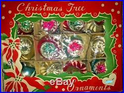 Box 12 Vintage INDENT JAPAN MINI Feather Tree Glass Xmas Ornaments Best