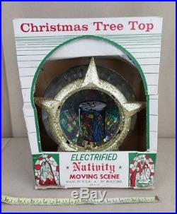 Bradford Christmas Tree Topper Nativity Vintage Mid Century Motion Light Orig Bx