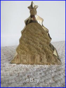 Brass Christmas Tree stocking holder 3D Vintage Long Hanger