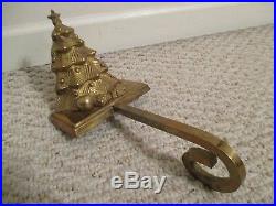 Brass Christmas Tree stocking holder 3D Vintage Long Hanger / Hook