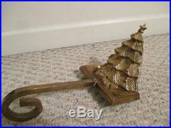 Brass Christmas Tree stocking holder 3D Vintage Long Hanger / Hook