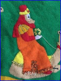 Bucilla Christmas Nativity Felt Tree Skirt VINTAGE 82623 RARE Green Felt 42