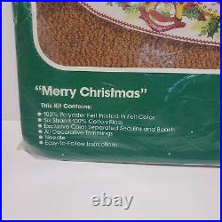 Bucilla Felt Holiday Tree Skirt Kit Cross Stitch Merry Christmas 82102 Vintage