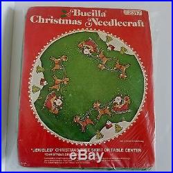 Bucilla Kit 2317 Christmas Delivery Tree Skirt 45 Round Jeweled Felt Vtg USA