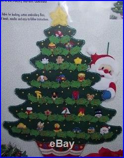 Bucilla SANTACHRISTMAS TREE Felt Vintage Advent Calendar Kit RARE Mint #83425