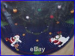 Bucilla Santa Checking List Vintage Felt Tree Skirt Kit Dark Blue RARE #82624