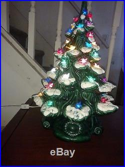Ceramic 16 Lighted Tabletop Flocked Christmas Tree Vintage Atlantic Mold