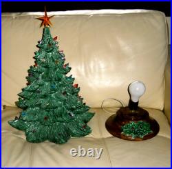 CHARMING Vtg CERAMIC Xmas Tree light lamp-heavy glaze-NOWELL MOLD-VGC-25