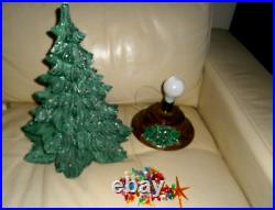 CHARMING Vtg CERAMIC Xmas Tree light lamp-heavy glaze-NOWELL MOLD-VGC-25