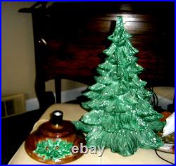 CHARMING Vtg CERAMIC Xmas Tree light lamp-heavy glaze-NOWELL MOLD-VGC-25