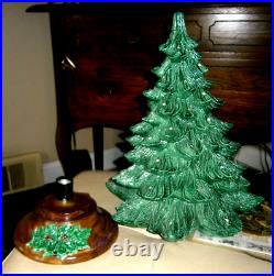 CHARMING Vtg CERAMIC Xmas Tree light lamp-heavy glaze-NOWELL MOLD-VGC-25