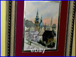 CHRISTMAS GIFT Paris France Cityscape Sunset Blooming Trees Original Vintage WithC