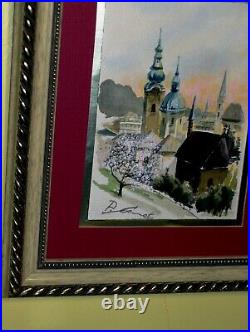 CHRISTMAS GIFT Paris France Cityscape Sunset Blooming Trees Original Vintage WithC