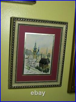 CHRISTMAS GIFT Paris France Cityscape Sunset Blooming Trees Original Vintage WithC