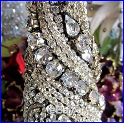 CHic sTatUesQue! Vtg SOLID RHINESTONE JEWELED CHRISTMAS TABLETOP TREE No Frame