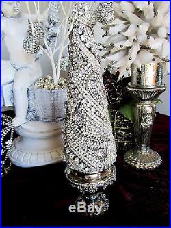 CHic sTatUesQue! Vtg SOLID RHINESTONE JEWELED CHRISTMAS TABLETOP TREE No Frame