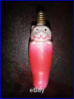 Cat in Stocking Vintage Figural Christmas Tree Light Bulb Kitten Lights Up Japan