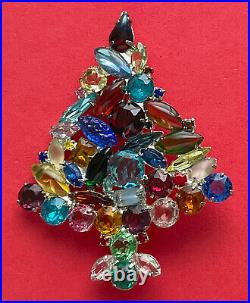 Celebrity Ny Vintage Christmas Tree Pin Brooch Rhinestones Rare Fruit Salad Htf