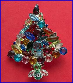 Celebrity Ny Vintage Christmas Tree Pin Brooch Rhinestones Rare Fruit Salad Htf