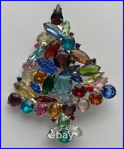 Celebrity Ny Vintage Christmas Tree Pin Brooch Rhinestones Rare Fruit Salad Htf