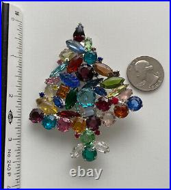 Celebrity Ny Vintage Christmas Tree Pin Brooch Rhinestones Rare Fruit Salad Htf