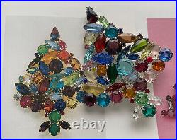 Celebrity Ny Vintage Christmas Tree Pin Brooch Rhinestones Rare Fruit Salad Htf