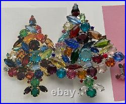 Celebrity Ny Vintage Christmas Tree Pin Brooch Rhinestones Rare Fruit Salad Htf