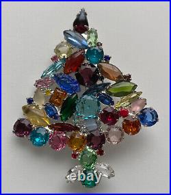 Celebrity Ny Vintage Christmas Tree Pin Brooch Rhinestones Rare Fruit Salad Htf