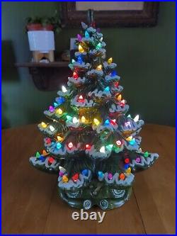 Ceramic Christmas Tree Approx. 19 Tall 13 Wide Large Snow Flocked- Vintage