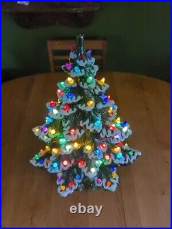 Ceramic Christmas Tree Approx. 19 Tall 13 Wide Large Snow Flocked- Vintage