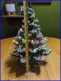 Ceramic Christmas Tree Approx. 19 Tall 13 Wide Large Snow Flocked- Vintage