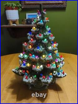 Ceramic Christmas Tree Approx. 19 Tall 13 Wide Large Snow Flocked- Vintage