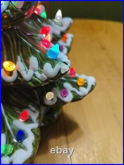 Ceramic Christmas Tree Approx. 19 Tall 13 Wide Large Snow Flocked- Vintage