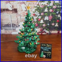 Ceramic Christmas Tree Atlantic Mold 2-pc 19 Light with Scroll Base Vintage 1974