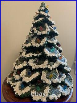 Ceramic Christmas Tree Flocked 14 Inch Vintage