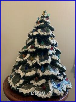 Ceramic Christmas Tree Flocked 14 Inch Vintage
