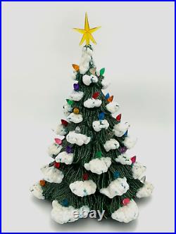 Ceramic Christmas Tree Flocked Vintage 21 Height New Lights