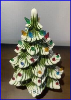 Ceramic Christmas Tree Frosted Nice Gloss Multi-Color Light 14 with Base- Vintage