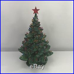 Ceramic Christmas Tree Green Vintage 22 Multi-Color Lights Base