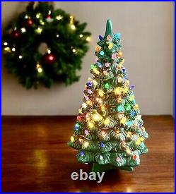 Ceramic Christmas Tree Holland Mold 20 With Base Light-Up Vintage 1970's