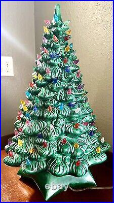 Ceramic Christmas Tree Holland Mold 20 With Base Light-Up Vintage 1970's