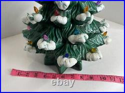 Ceramic Christmas Tree Lamp Vintage Frost Snow Tip 13 WithBase Tested Working