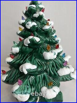 Ceramic Christmas Tree Lamp Vintage Frost Snow Tip 13 WithBase Tested Working