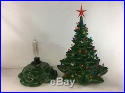 Ceramic Christmas Tree Lighted 16 Vintage Atlantic Mold Green Glazed
