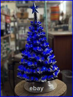 Ceramic Christmas Tree Made from a Vintage! Blue LED lights